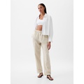 High Rise Linen-Cotton Pull-On Pants