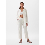 High Rise Linen-Cotton Pull-On Pants