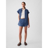 Crinkle Gauze Denim Easy Shorts