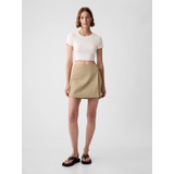 Linen-Cotton Wrap Mini Skirt
