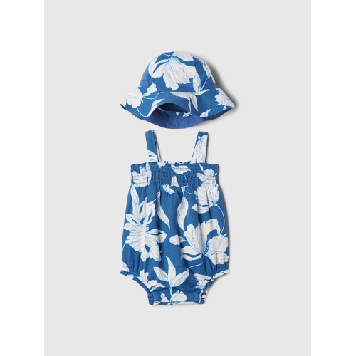 갭 Baby Linen-Blend Bubble Shorty Set