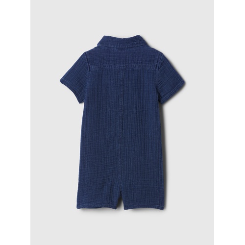 갭 Baby Crinkle Gauze Henley Shorty One-Piece