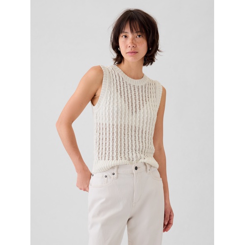 갭 Linen-Cotton Textured Knit Tank Top