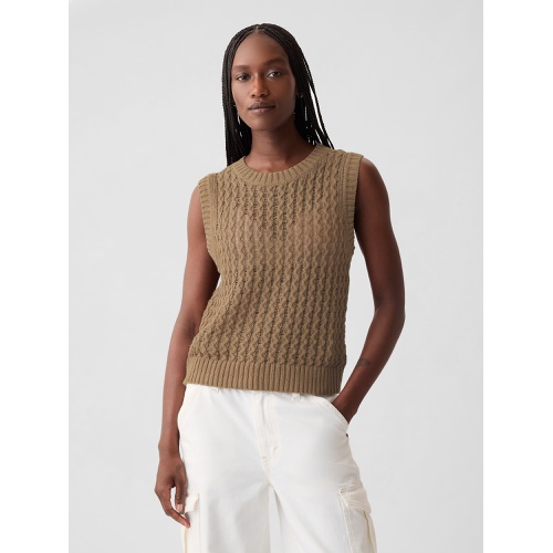 갭 Linen-Cotton Textured Knit Tank Top