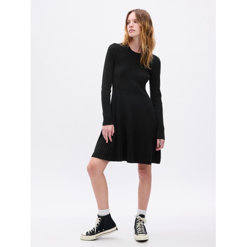 갭 CashSoft Pleated Mini Sweater Dress