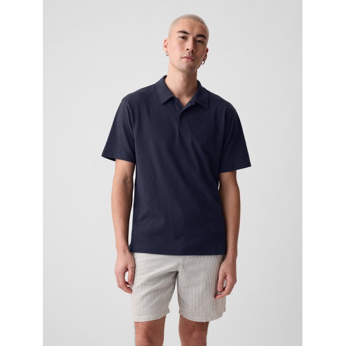 갭 Linen-Cotton Polo Shirt