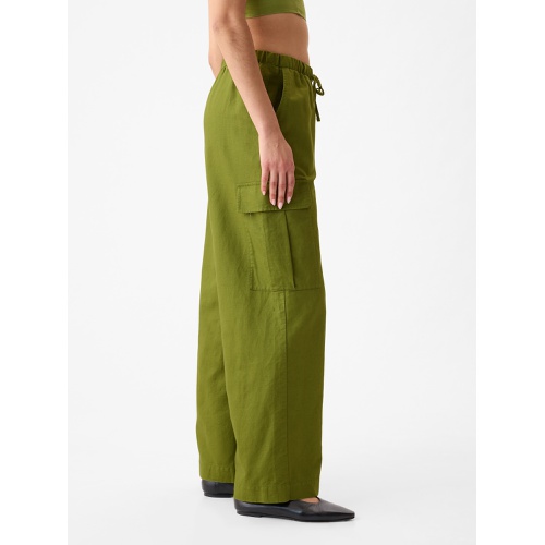 갭 Mid Rise Linen-Cotton Pull-On Cargo Pants