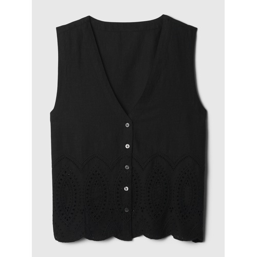 갭 Linen-Blend Eyelet Vest