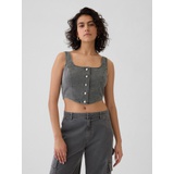 Structured Twill Cropped Corset Tank
