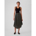 Crepe Handkerchief Hem Midi Skirt