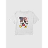 Kids Mickey And Friends USA American Flag Graphic Boxy Crop Tee