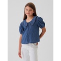 Kids Ruffle Collar Denim Shirt