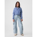 Kids Mid Rise Double Cargo Baggy Jeans