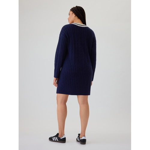 갭 CashSoft Varsity Cable-Knit Mini Sweater Dress