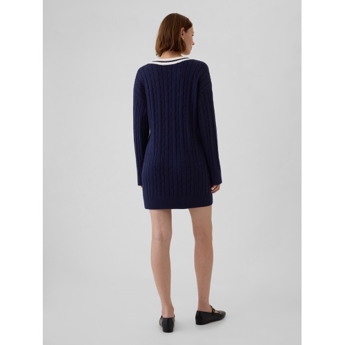 갭 CashSoft Varsity Cable-Knit Mini Sweater Dress