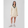 CashSoft Varsity Cable-Knit Mini Sweater Dress