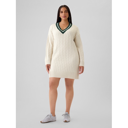 갭 CashSoft Varsity Cable-Knit Mini Sweater Dress