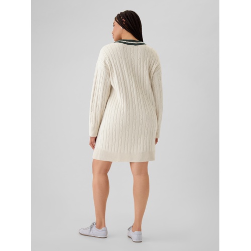 갭 CashSoft Varsity Cable-Knit Mini Sweater Dress