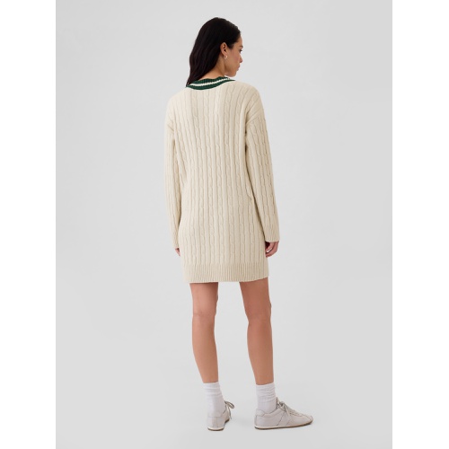 갭 CashSoft Varsity Cable-Knit Mini Sweater Dress