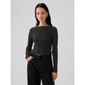 Modern Rib Cropped Boatneck T-Shirt