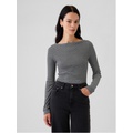 Modern Rib Cropped Boatneck T-Shirt