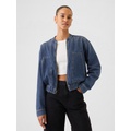 UltraSoft Denim Cropped Bomber Jacket