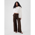 Mid Rise Linen-Cotton Pull-On Cargo Pants