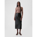 Vegan Leather Cargo Midi Skirt