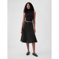 Paneled Denim Midi Skirt