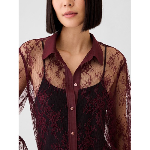 갭 Sheer Lace Classic Shirt