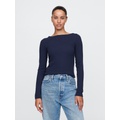 Modern Rib Cropped Boatneck T-Shirt