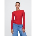 Modern Rib Cropped Boatneck T-Shirt