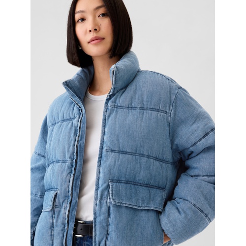 갭 Oversized Denim Puffer Jacket