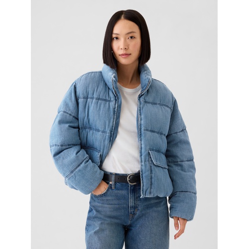 갭 Oversized Denim Puffer Jacket