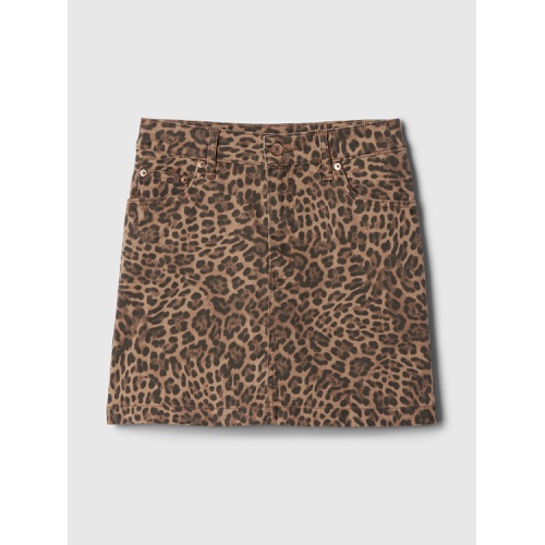 갭 Leopard Denim Mini Skirt