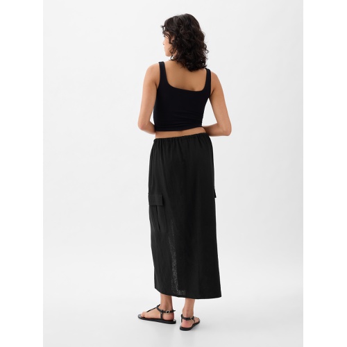 갭 Linen-Blend Cargo Midi Skirt