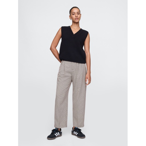 갭 365 High Rise Brushed Twill Pleated Taper Trousers