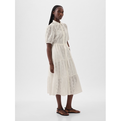 갭 Eyelet Tiered Midi Dress