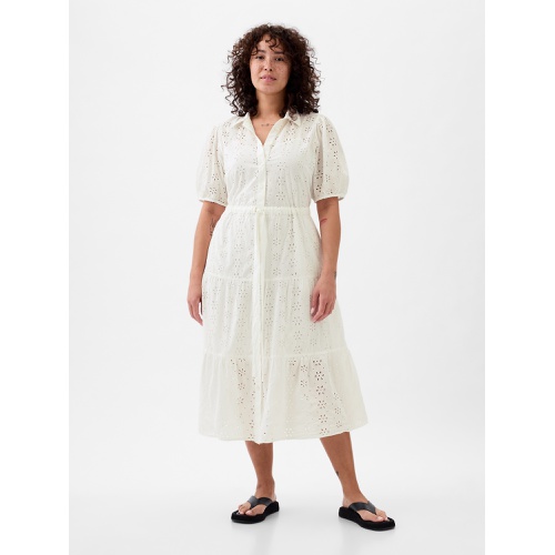 갭 Eyelet Tiered Midi Dress