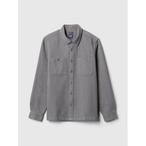 갭 Waffle-Knit Flannel Shirt