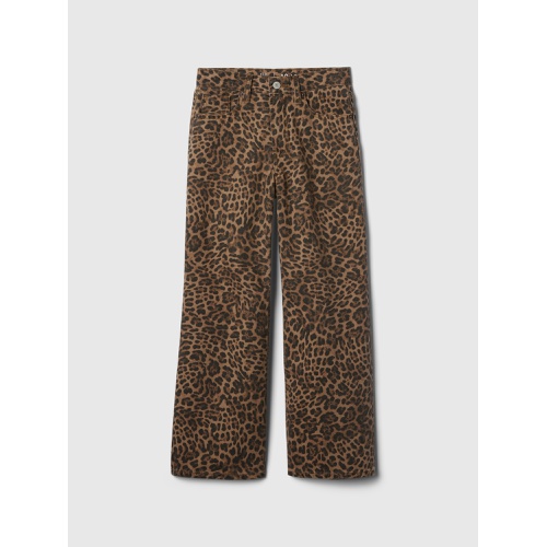 갭 Kids Low Rise Stride Wide-Leg Leopard Jeans