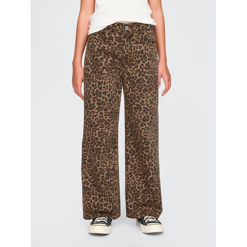 갭 Kids Low Rise Stride Wide-Leg Leopard Jeans