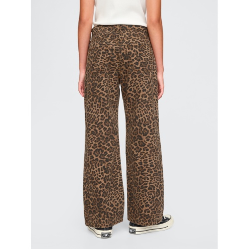 갭 Kids Low Rise Stride Wide-Leg Leopard Jeans