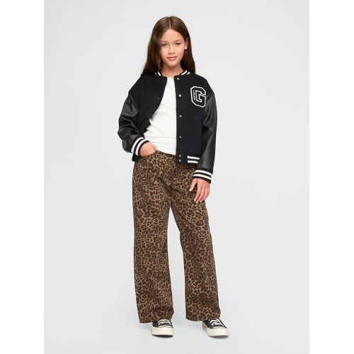 갭 Kids Low Rise Stride Wide-Leg Leopard Jeans