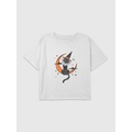 Kids Halloween Kitty Graphic Boxy Crop Tee