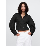 Organic Cotton Barrel Sleeve Cropped Shirt