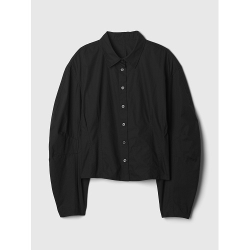 갭 Organic Cotton Barrel Sleeve Cropped Shirt