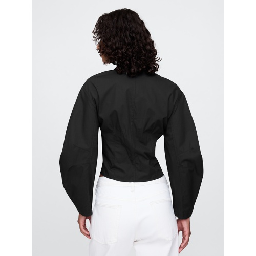 갭 Organic Cotton Barrel Sleeve Cropped Shirt