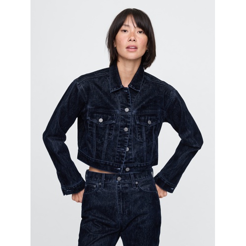 갭 Flocked Cropped Icon Denim Jacket