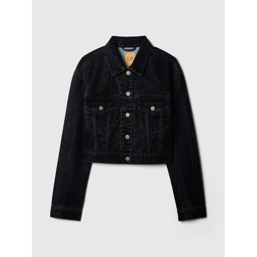 갭 Flocked Cropped Icon Denim Jacket